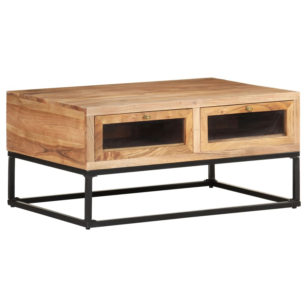 Table Basse en Bois d'Acacia et Fer-La-Fabrique-Industrielle
