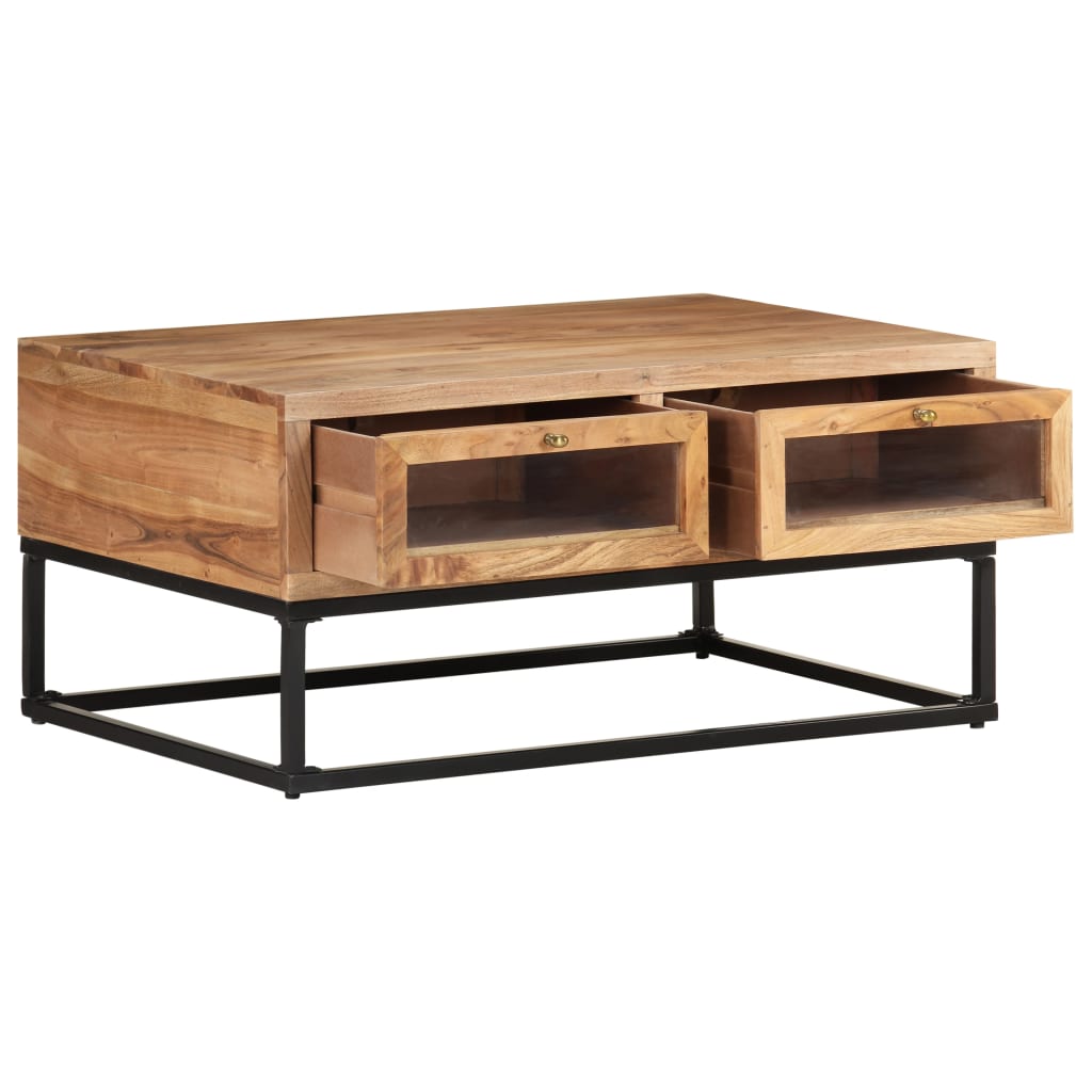 Table Basse en Bois d'Acacia et Fer-La-Fabrique-Industrielle