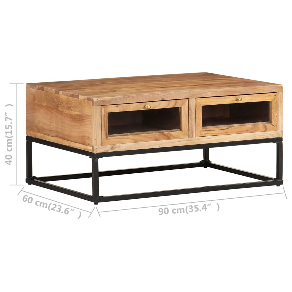 Table Basse en Bois d'Acacia et Fer-La-Fabrique-Industrielle