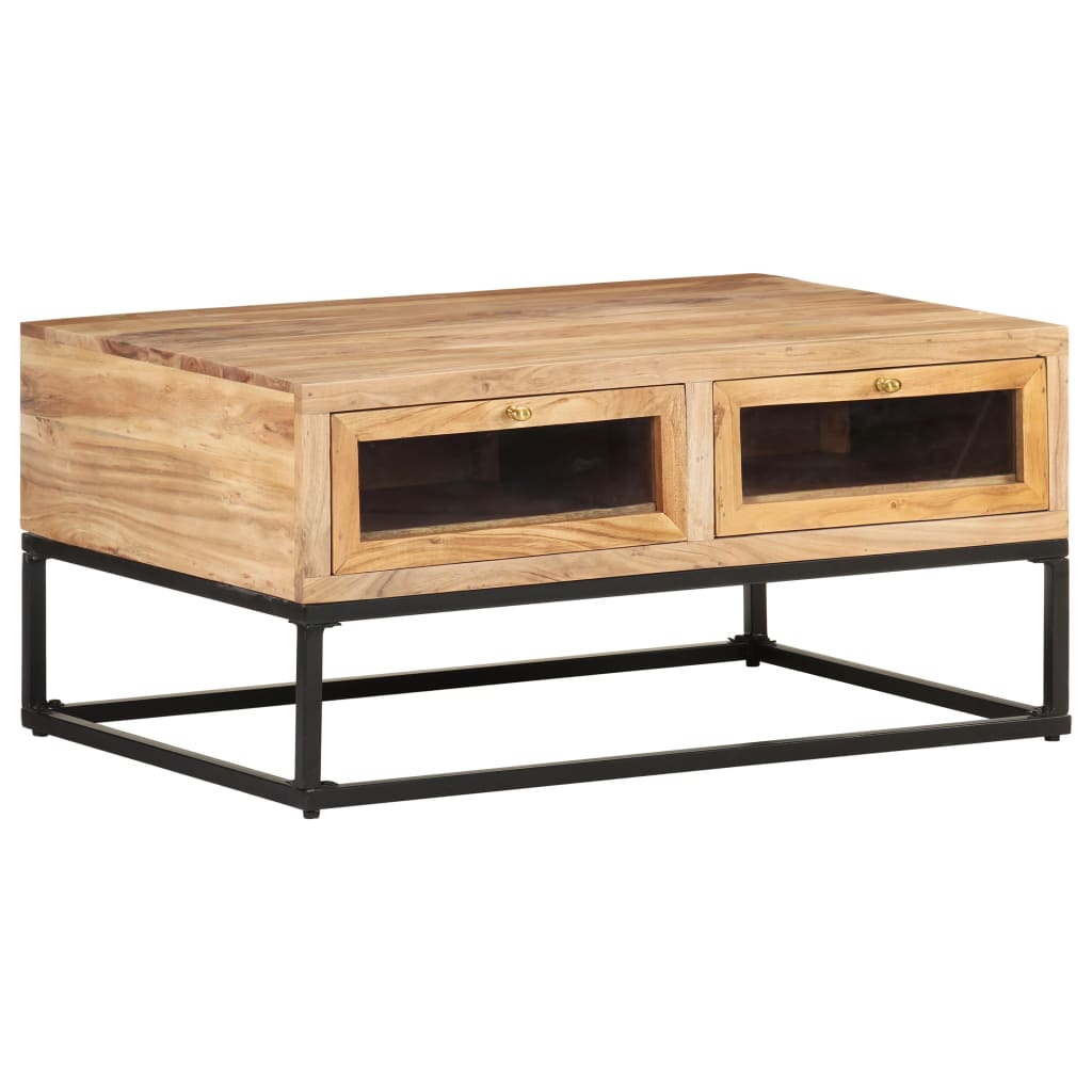 Table Basse en Bois d'Acacia et Fer-La-Fabrique-Industrielle
