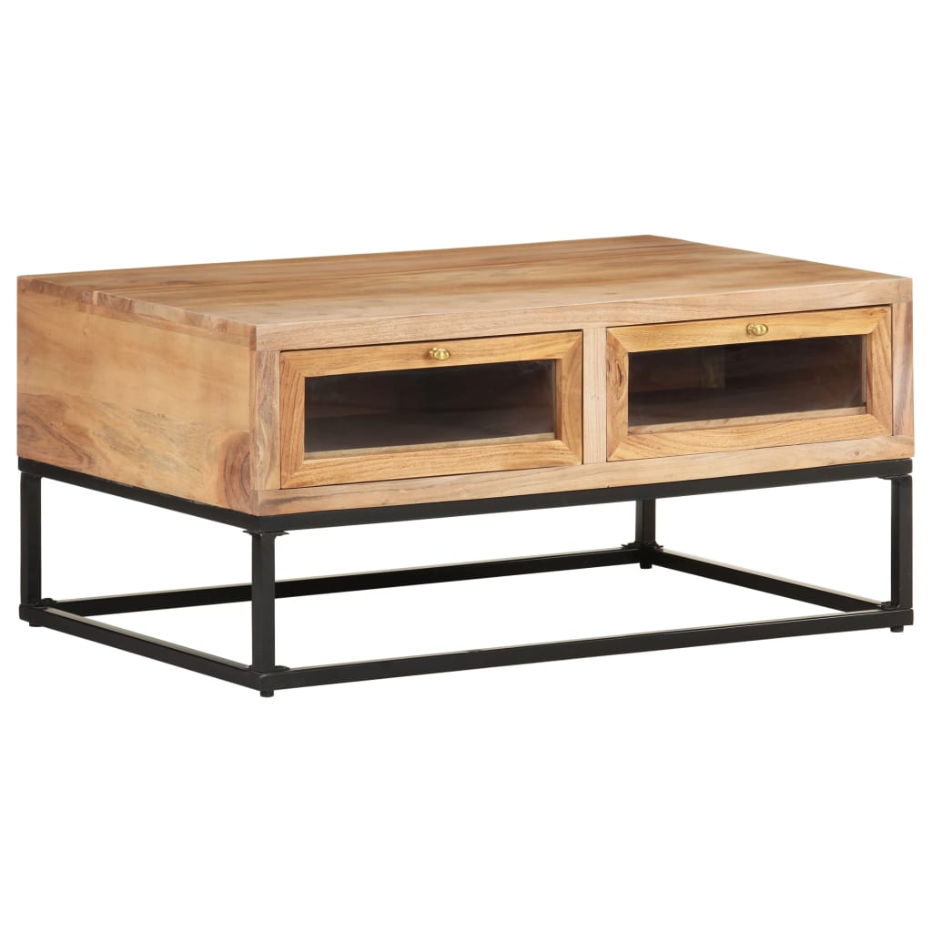 Table Basse en Bois d'Acacia et Fer-La-Fabrique-Industrielle