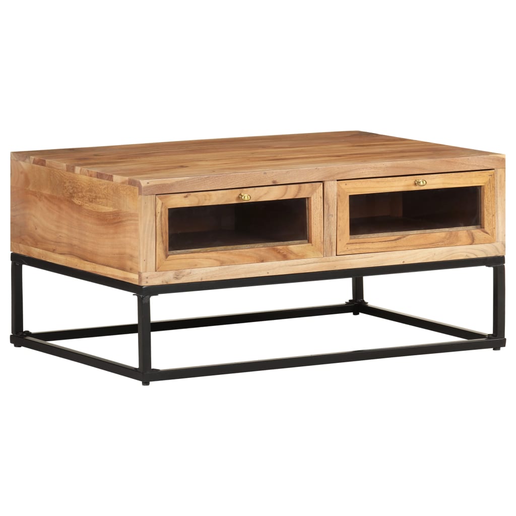 Table Basse en Bois d'Acacia et Fer-La-Fabrique-Industrielle