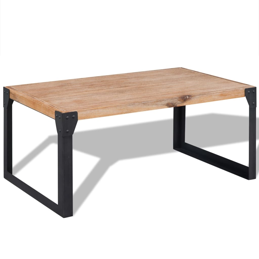 Table Basse en Bois d'Acacia et Métal au Style Industriel-La-Fabrique-Industrielle