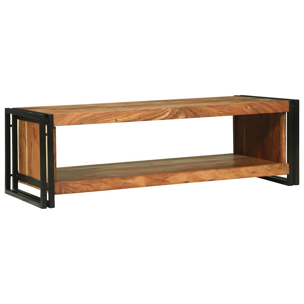 Table Basse en Bois de Mangue et Double Plateau-Bois d'acacia massif-120 x 50 x 38 cm-La-Fabrique-Industrielle