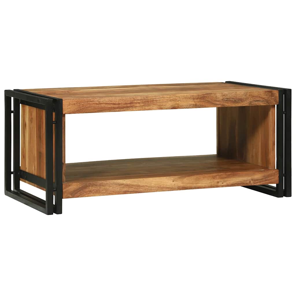 Table Basse en Bois de Mangue et Double Plateau-Bois d'acacia massif-90 x 50 x 38 cm-La-Fabrique-Industrielle