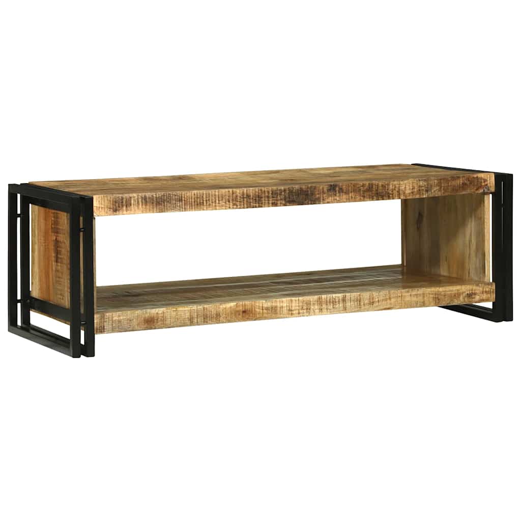 Table Basse en Bois de Mangue et Double Plateau-Bois de manguier brut massif-120 x 50 x 38 cm-La-Fabrique-Industrielle