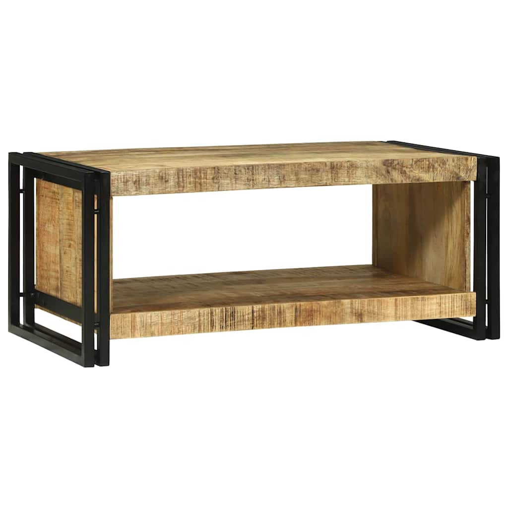 Table Basse en Bois de Mangue et Double Plateau-Bois de manguier brut massif-90 x 50 x 38 cm-La-Fabrique-Industrielle