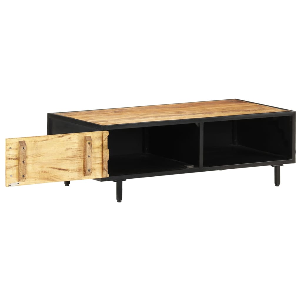 Table Basse en Bois de Manguier Brut au Style Industriel-La-Fabrique-Industrielle