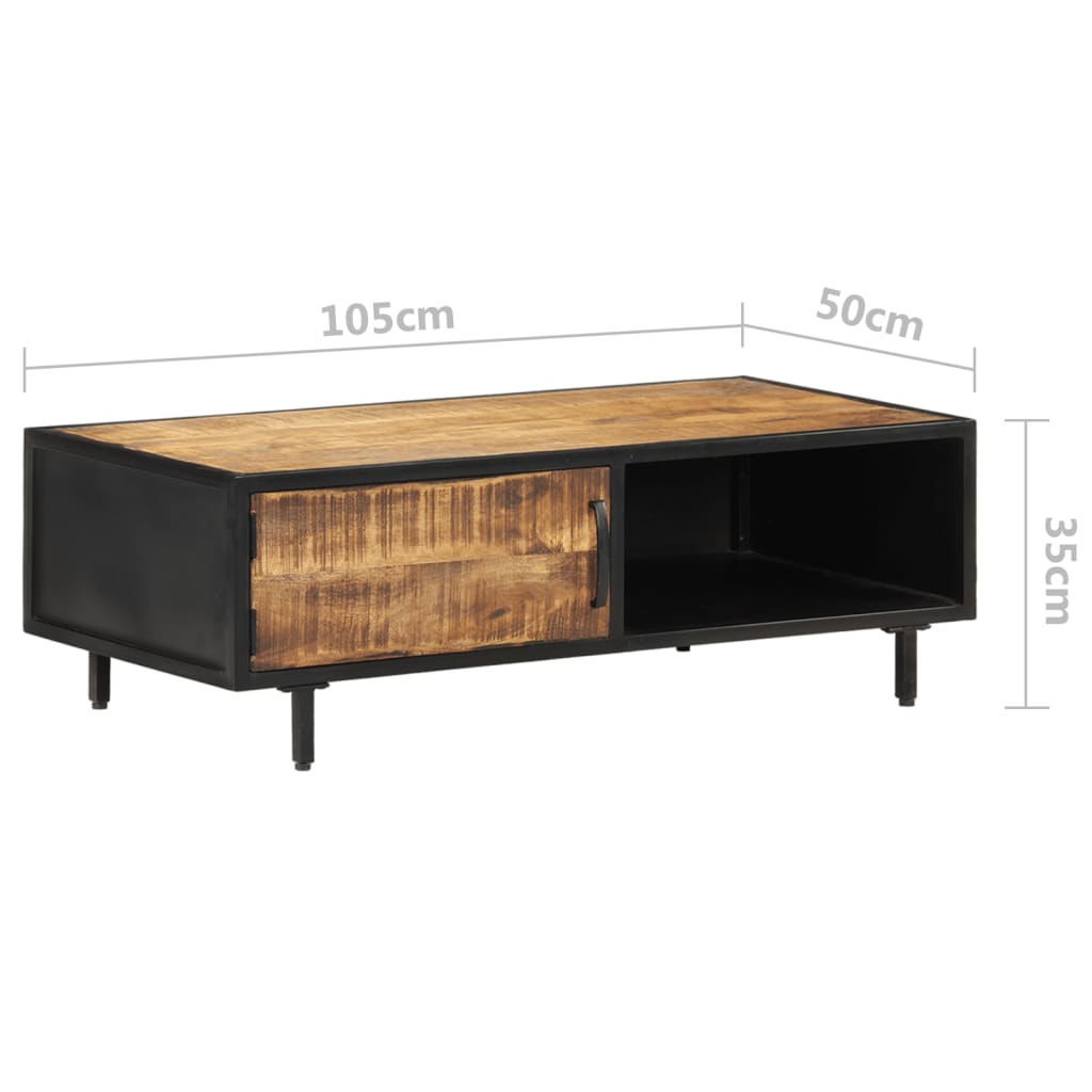 Table Basse en Bois de Manguier Brut au Style Industriel-La-Fabrique-Industrielle