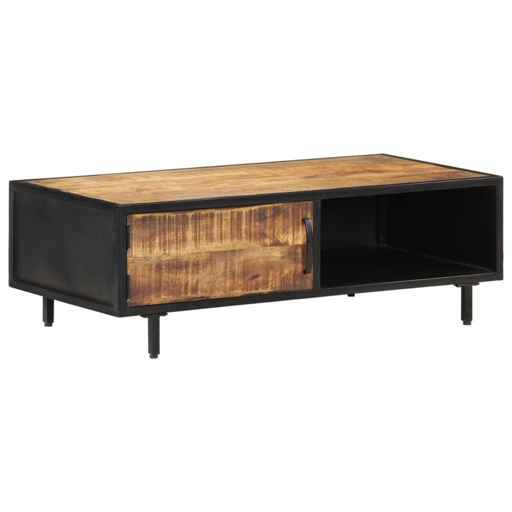 Table Basse en Bois de Manguier Brut au Style Industriel-La-Fabrique-Industrielle