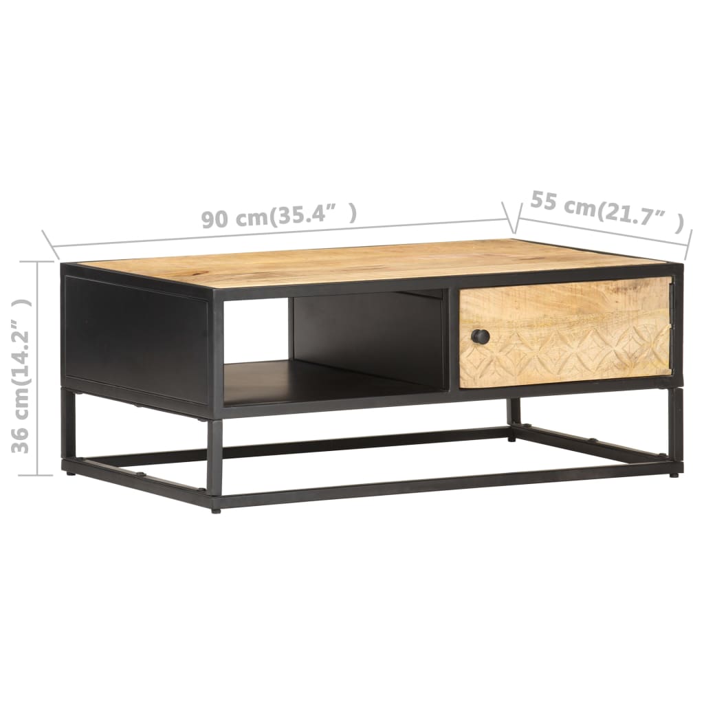 Table Basse en Bois de Manguier Sculpté-La-Fabrique-Industrielle