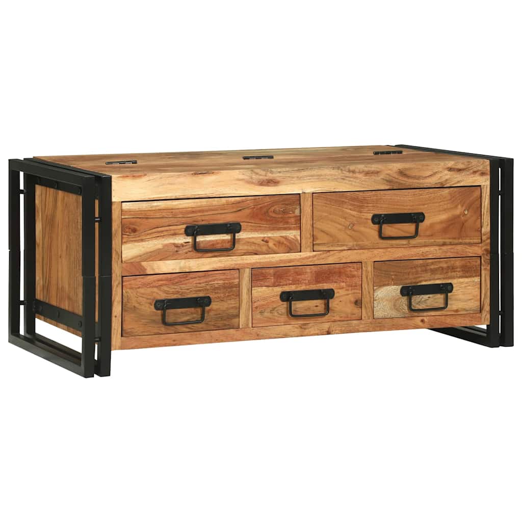 Table Basse en Bois de Manguier avec Tiroir-Bois d'acacia massif-La-Fabrique-Industrielle