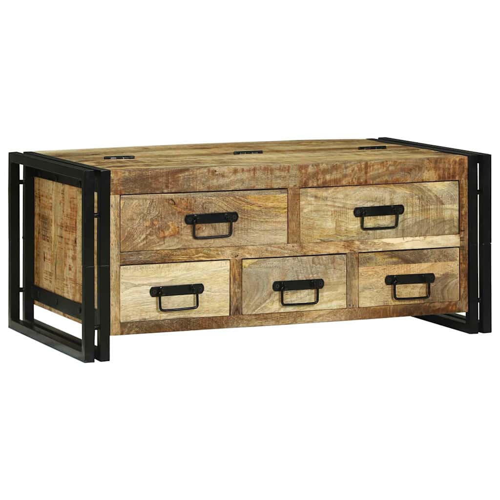 Table Basse en Bois de Manguier avec Tiroir-La-Fabrique-Industrielle