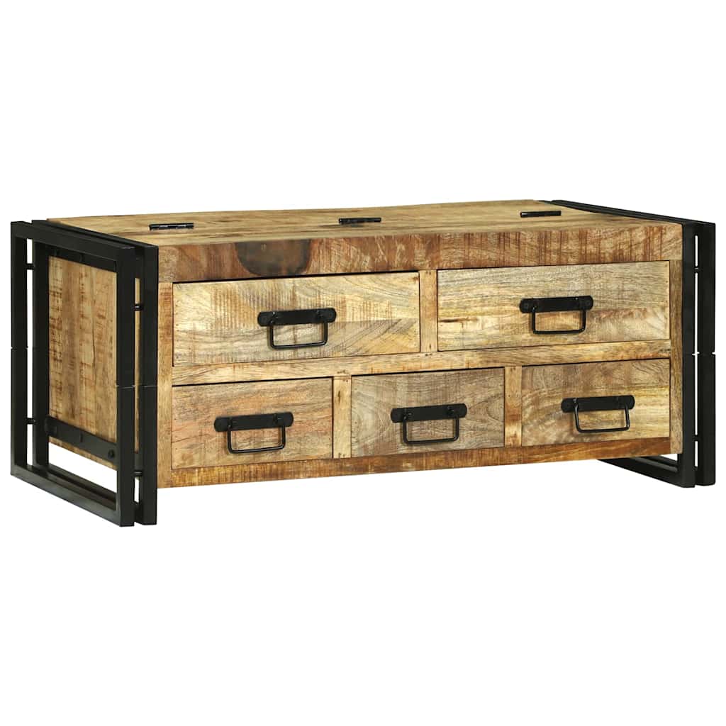 Table Basse en Bois de Manguier avec Tiroir-La-Fabrique-Industrielle