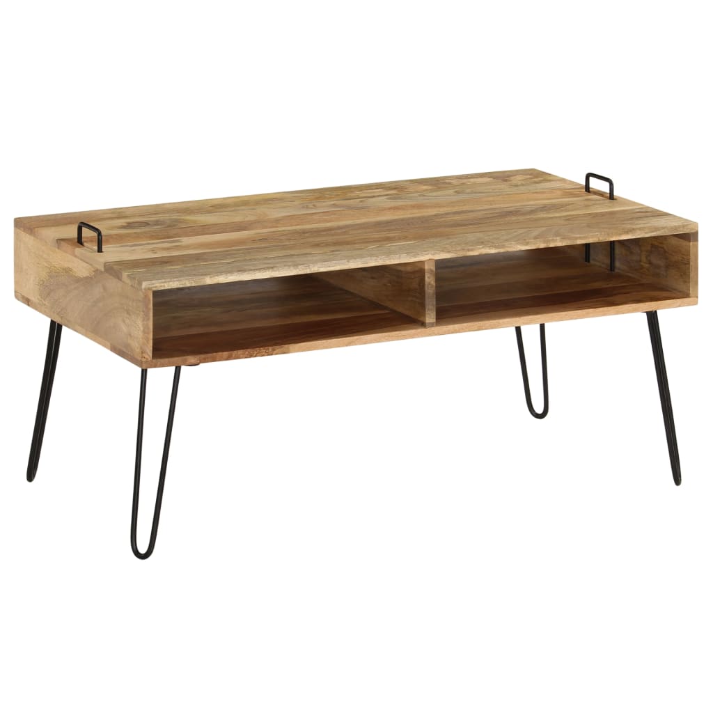 Table Basse en Bois de Manguier et Acier Rectangulaire-La-Fabrique-Industrielle
