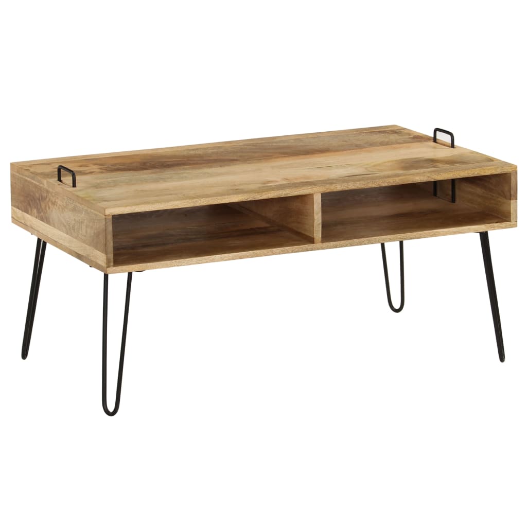 Table Basse en Bois de Manguier et Acier Rectangulaire-La-Fabrique-Industrielle