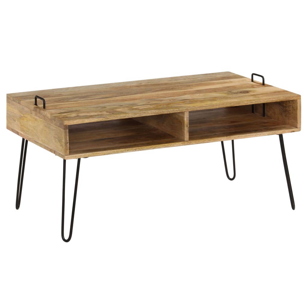 Table Basse en Bois de Manguier et Acier Rectangulaire-La-Fabrique-Industrielle