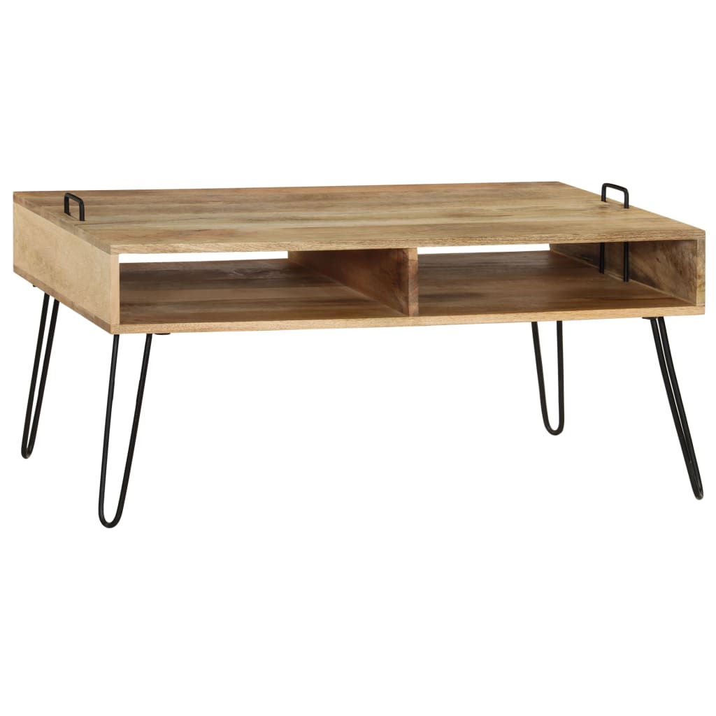 Table Basse en Bois de Manguier et Acier Rectangulaire-La-Fabrique-Industrielle