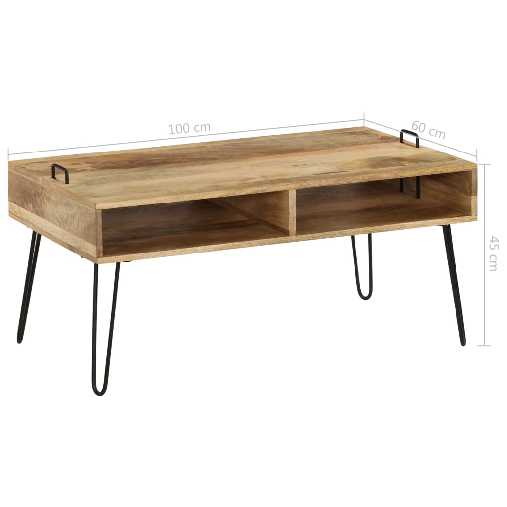 Table Basse en Bois de Manguier et Acier Rectangulaire-La-Fabrique-Industrielle