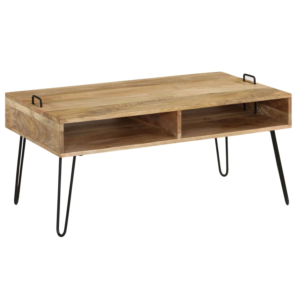 Table Basse en Bois de Manguier et Acier Rectangulaire-La-Fabrique-Industrielle