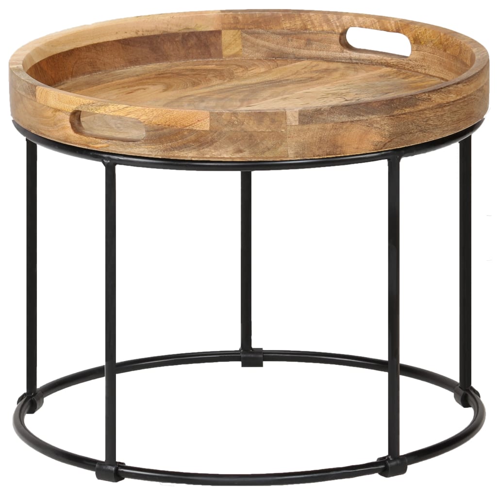 Table Basse en Bois de Manguier et Acier-La-Fabrique-Industrielle
