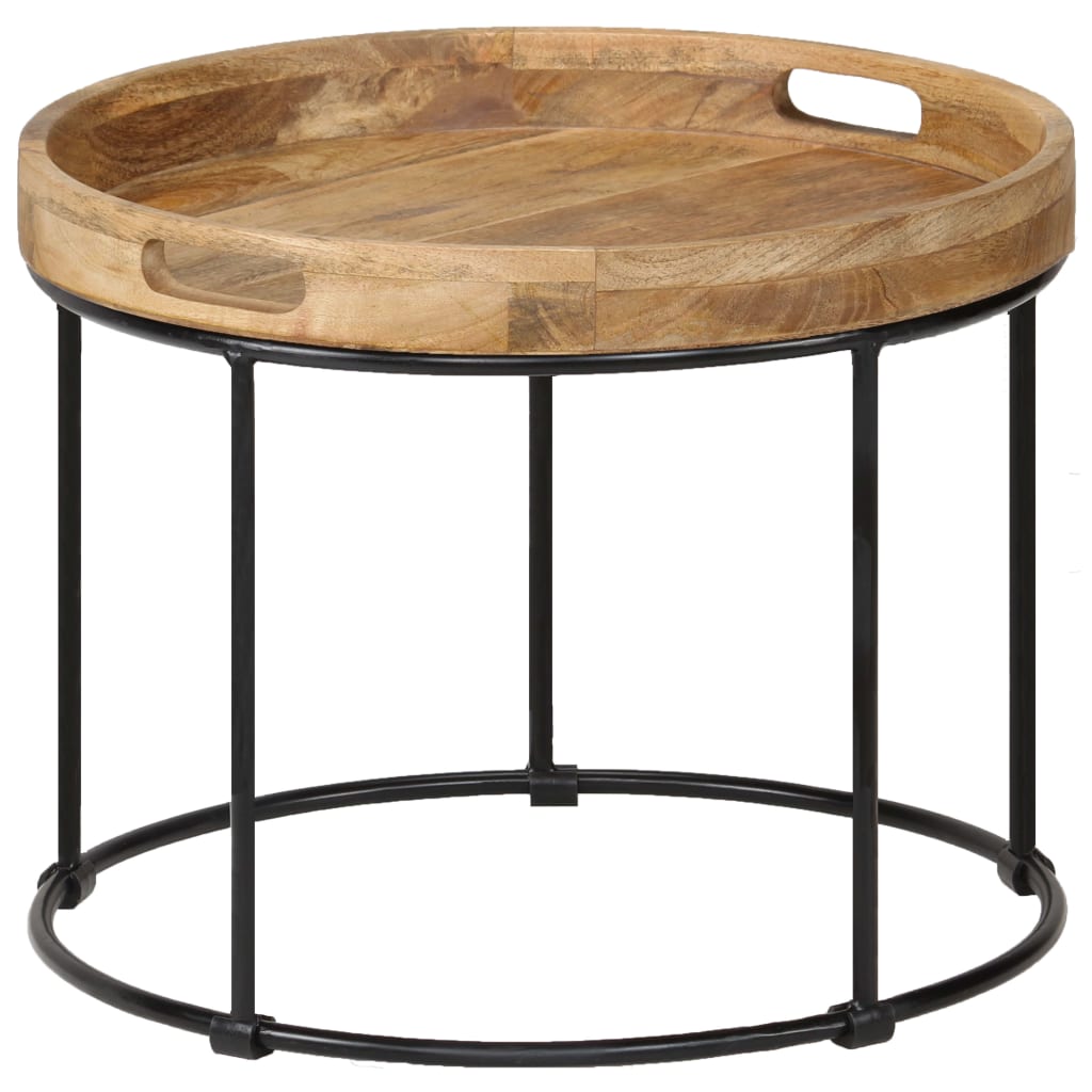Table Basse en Bois de Manguier et Acier-La-Fabrique-Industrielle