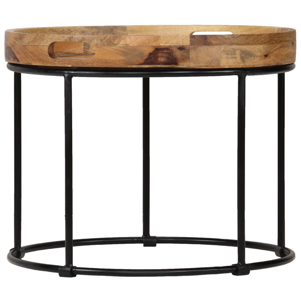 Table Basse en Bois de Manguier et Acier-La-Fabrique-Industrielle