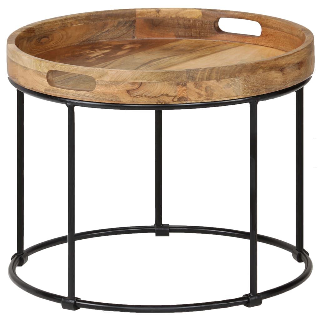 Table Basse en Bois de Manguier et Acier-La-Fabrique-Industrielle