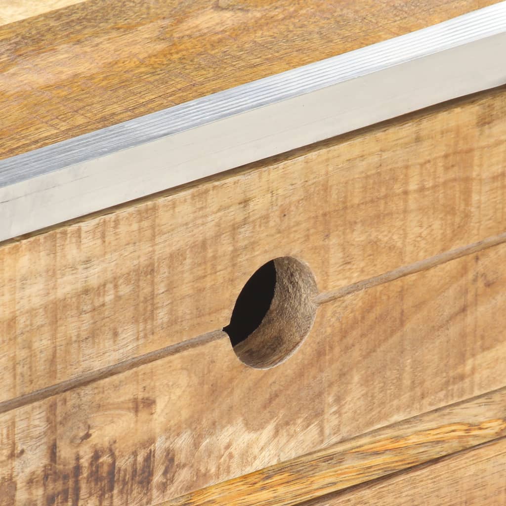 Table Basse en Bois de Manguier et Métal avec Roulettes-La-Fabrique-Industrielle