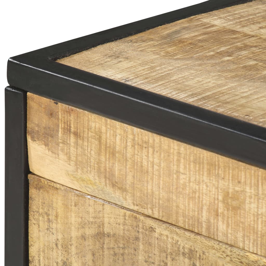 Table Basse en Bois de Manguier sur Roulettes-La-Fabrique-Industrielle