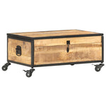 Table Basse en Bois de Manguier sur Roulettes-La-Fabrique-Industrielle