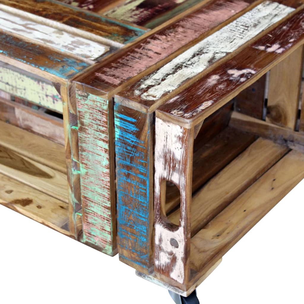 Table Basse en Bois de Récupération Massif-La-Fabrique-Industrielle