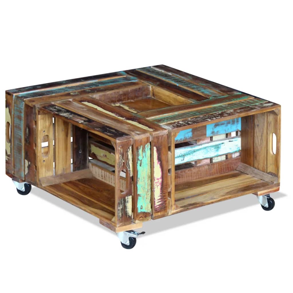Table Basse en Bois de Récupération Massif-La-Fabrique-Industrielle