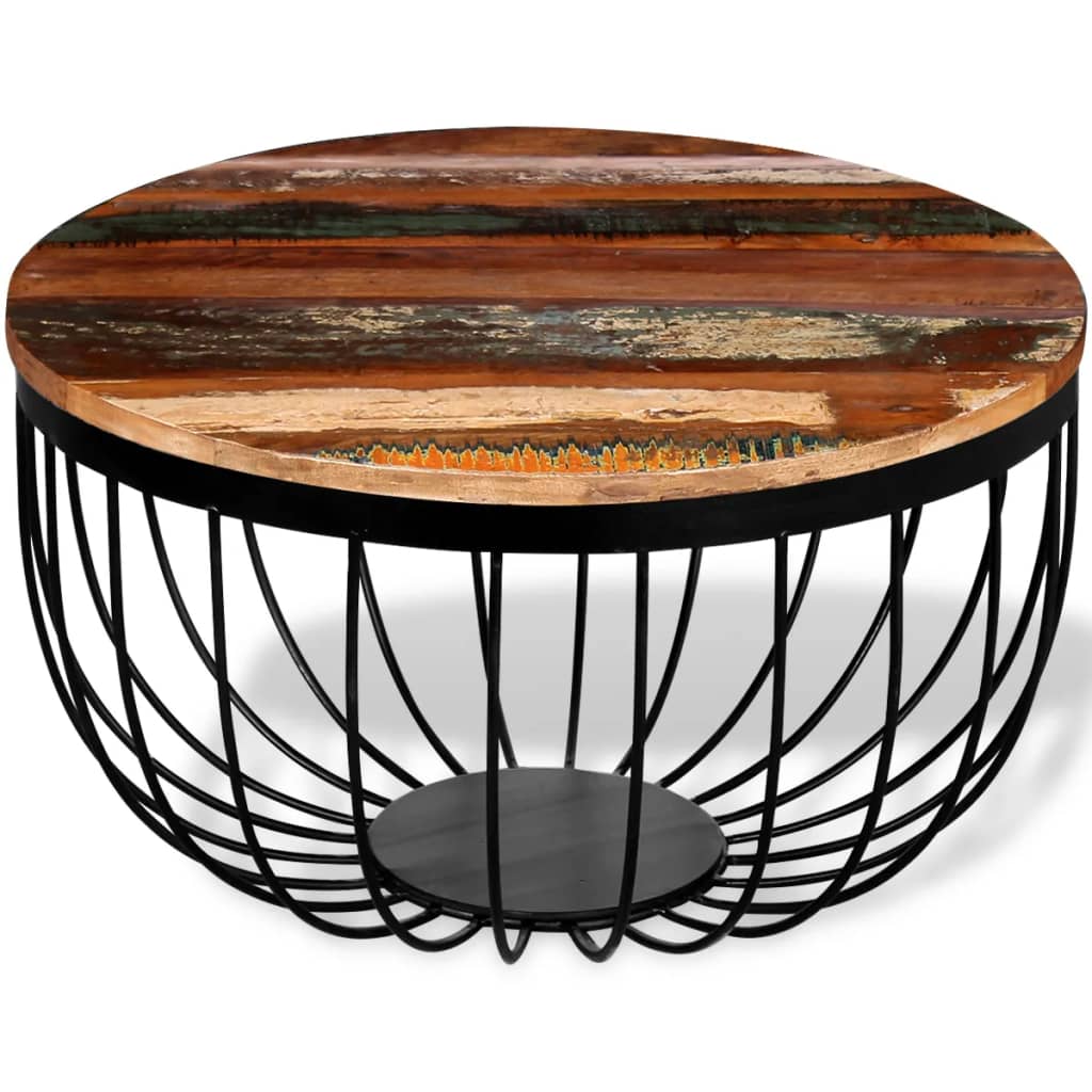 Table Basse en Bois de Récupération au Style Industriel-La-Fabrique-Industrielle