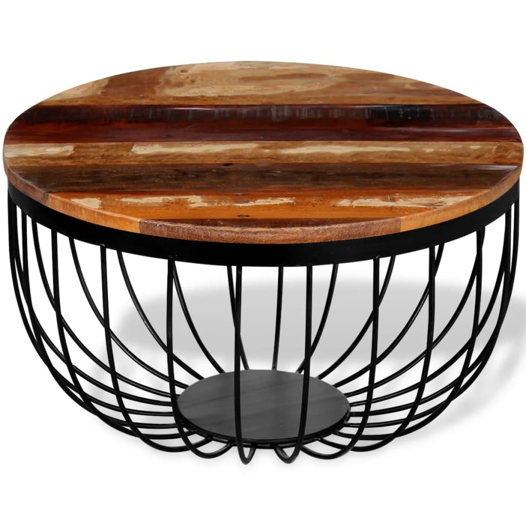 Table Basse en Bois de Récupération au Style Industriel-La-Fabrique-Industrielle