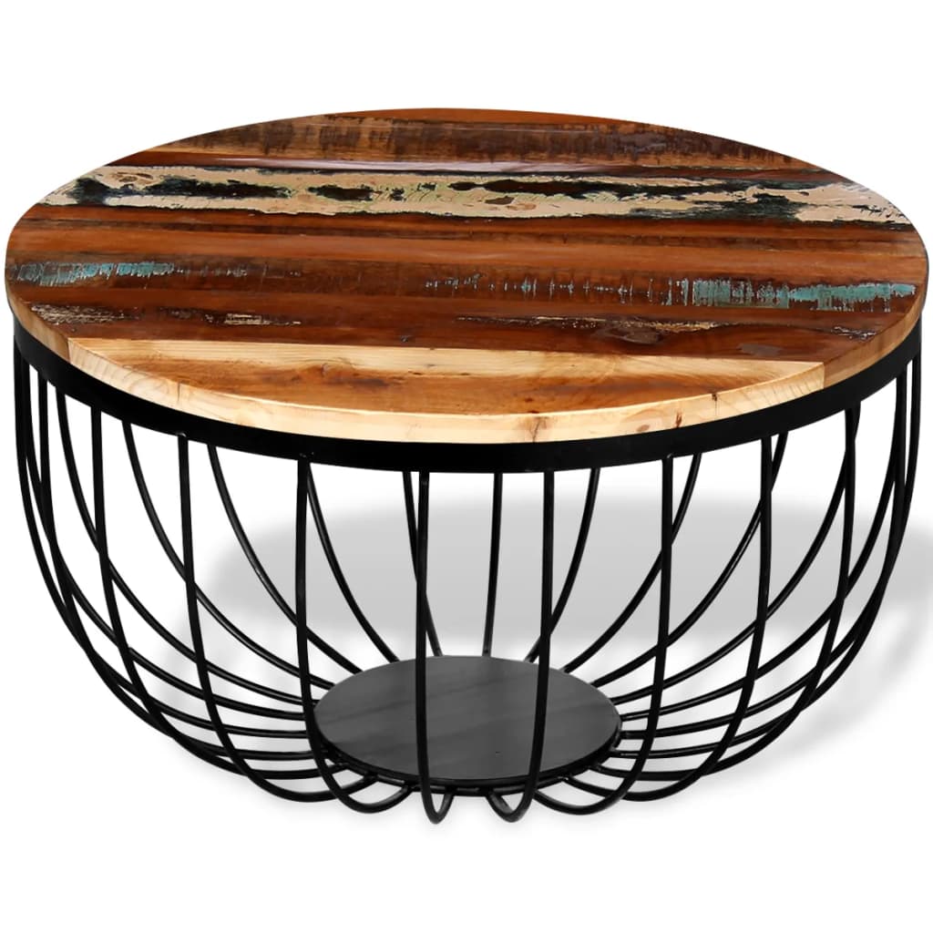 Table Basse en Bois de Récupération au Style Industriel-La-Fabrique-Industrielle