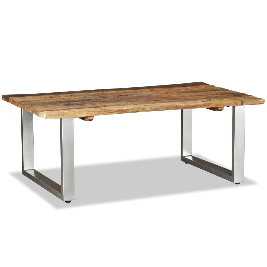 Table Basse en Bois de Récupération et Fer Forgé-La-Fabrique-Industrielle