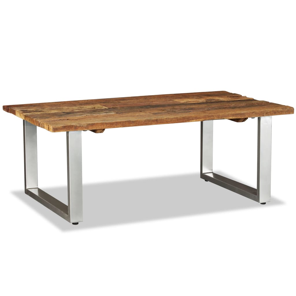 Table Basse en Bois de Récupération et Fer Forgé-La-Fabrique-Industrielle