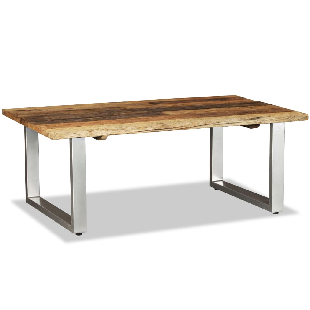 Table Basse en Bois de Récupération et Fer Forgé-La-Fabrique-Industrielle