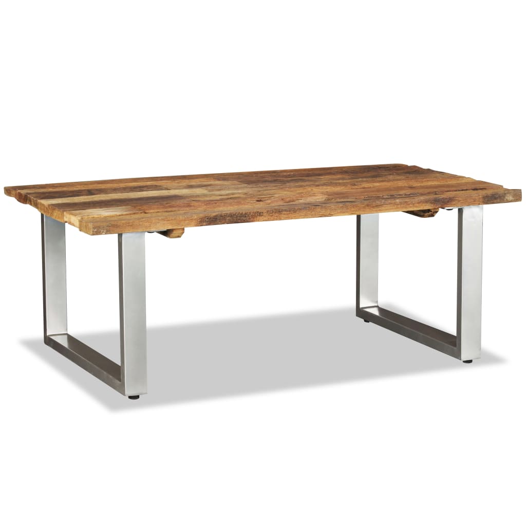 Table Basse en Bois de Récupération et Fer Forgé-La-Fabrique-Industrielle