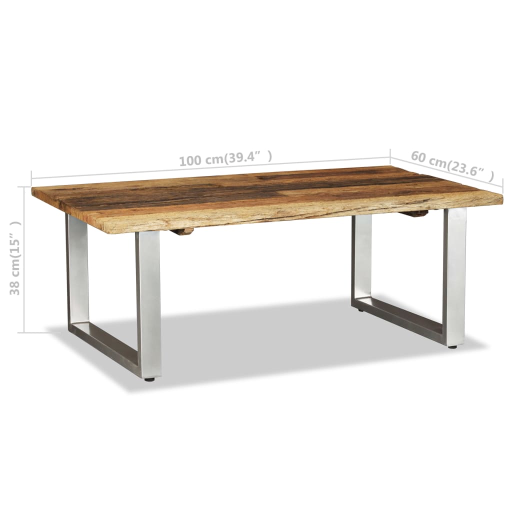Table Basse en Bois de Récupération et Fer Forgé-La-Fabrique-Industrielle