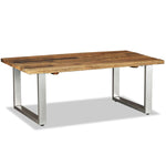 Table Basse en Bois de Récupération et Fer Forgé-La-Fabrique-Industrielle