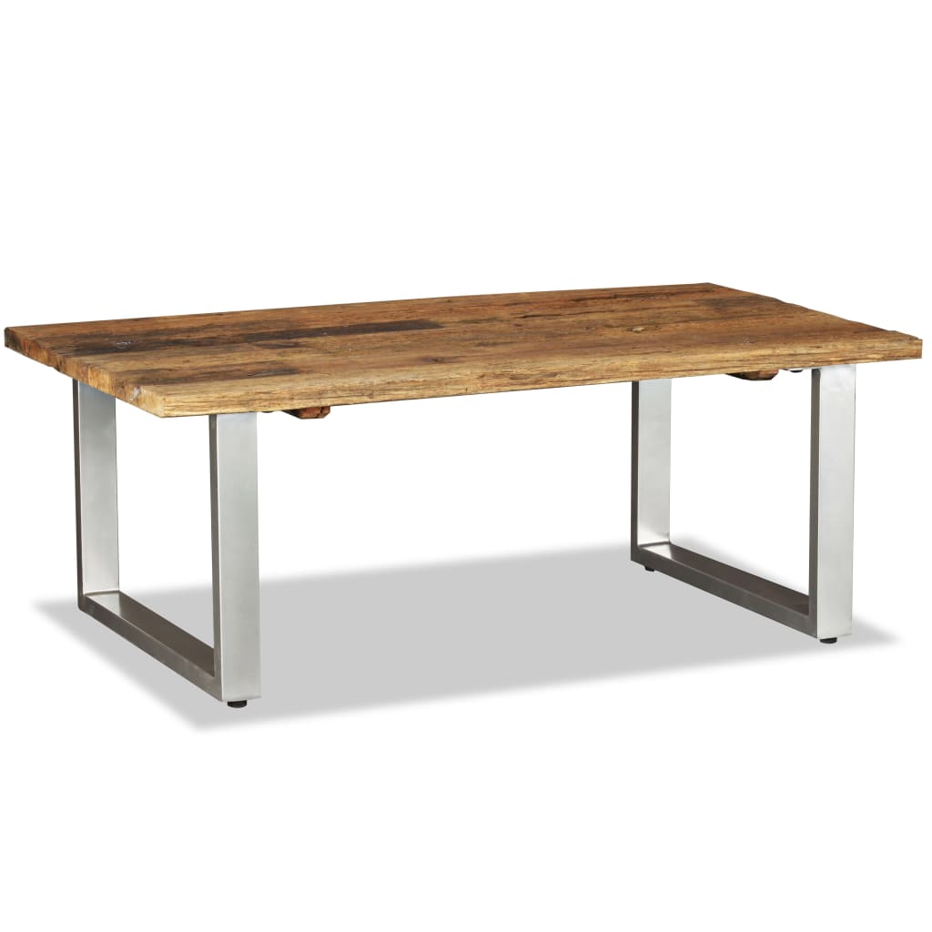 Table Basse en Bois de Récupération et Fer Forgé-La-Fabrique-Industrielle