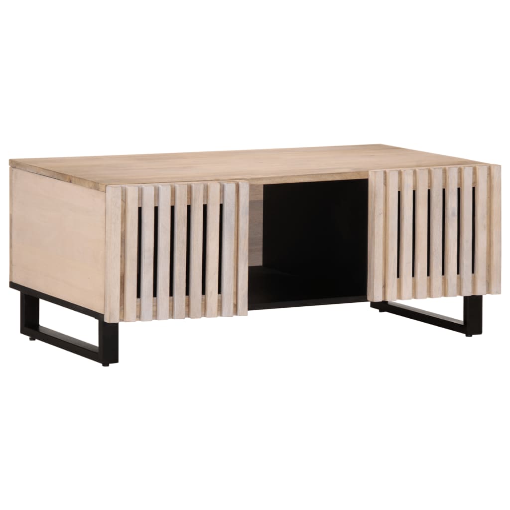 Table Basse en Fer et Bois au Style Design-Blanc-bois de manguier massif-1-La-Fabrique-Industrielle
