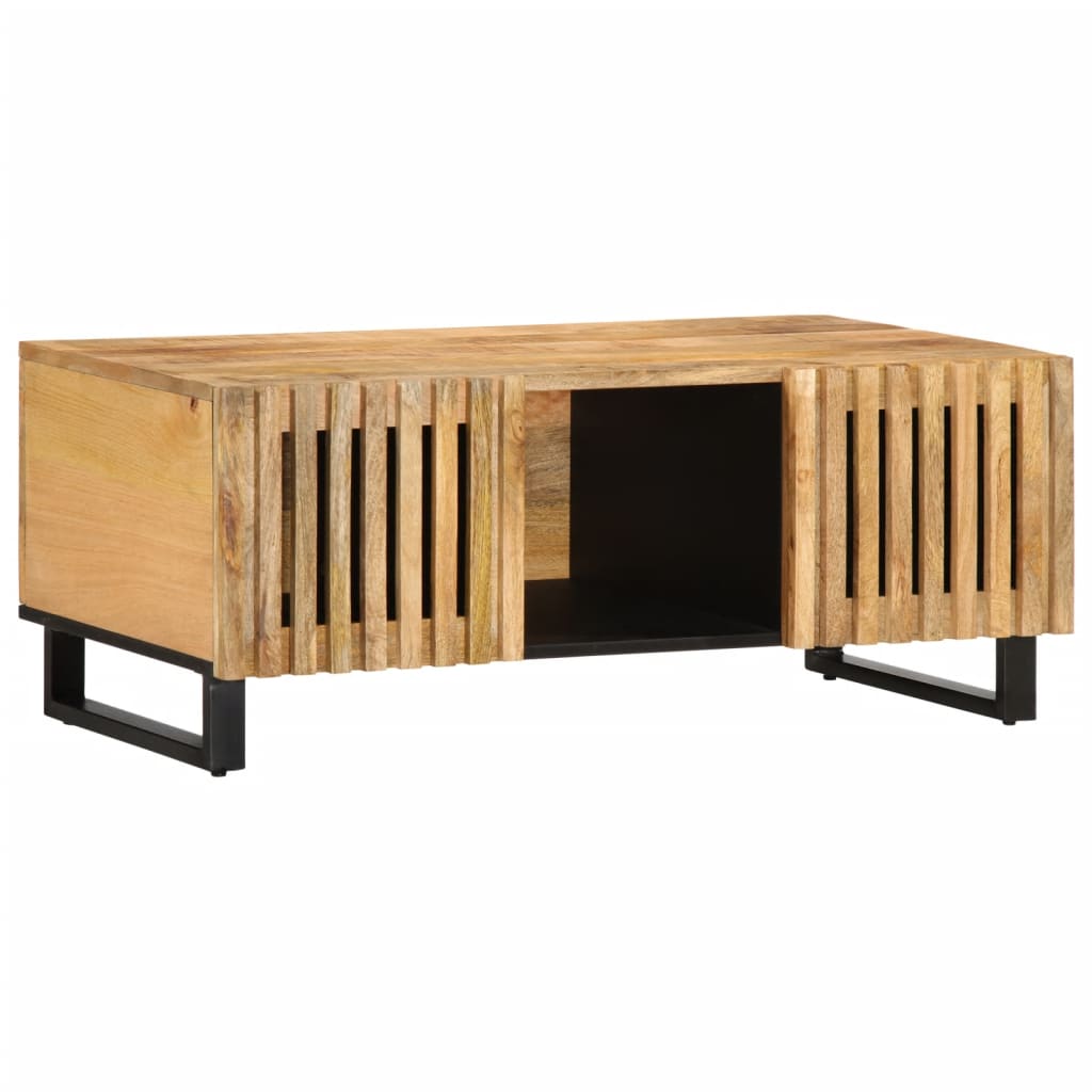 Table Basse en Fer et Bois au Style Design-Marron clair-bois de manguier massif-1-La-Fabrique-Industrielle