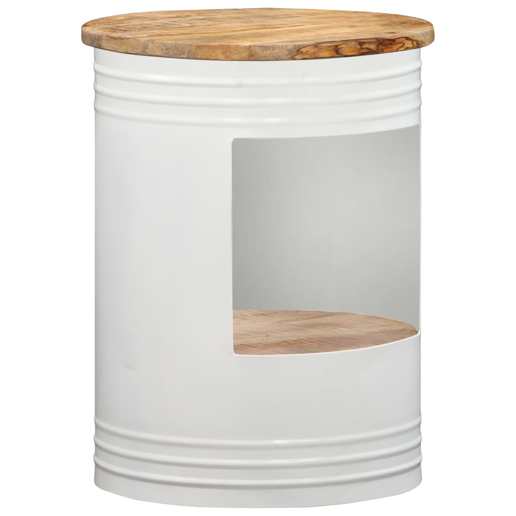 Table Basse en Forme de Bol avec Bois Recyclé-Blanc-1-43 x 55 cm-La-Fabrique-Industrielle