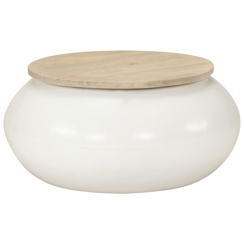 Table Basse en Forme de Bol avec Bois Recyclé-Blanc-1-51 x 27 cm-La-Fabrique-Industrielle