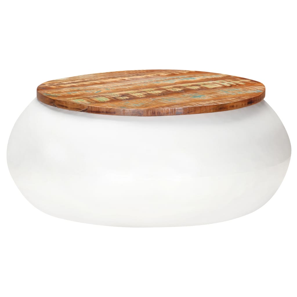 Table Basse en Forme de Bol avec Bois Recyclé-Blanc-1-68 x 30 cm-La-Fabrique-Industrielle