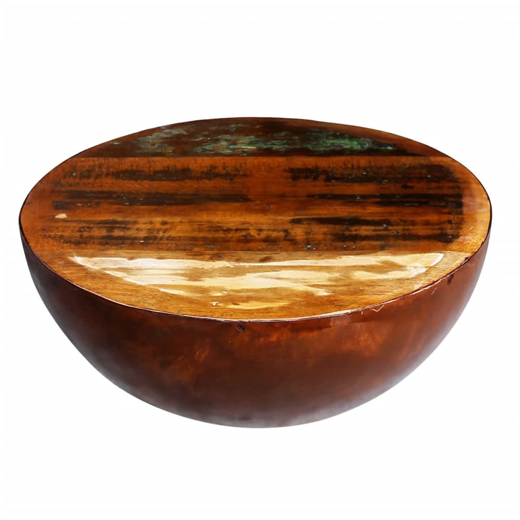 Table Basse en Forme de Bol avec Bois Recyclé-Marron-1-60 x 28 cm-La-Fabrique-Industrielle