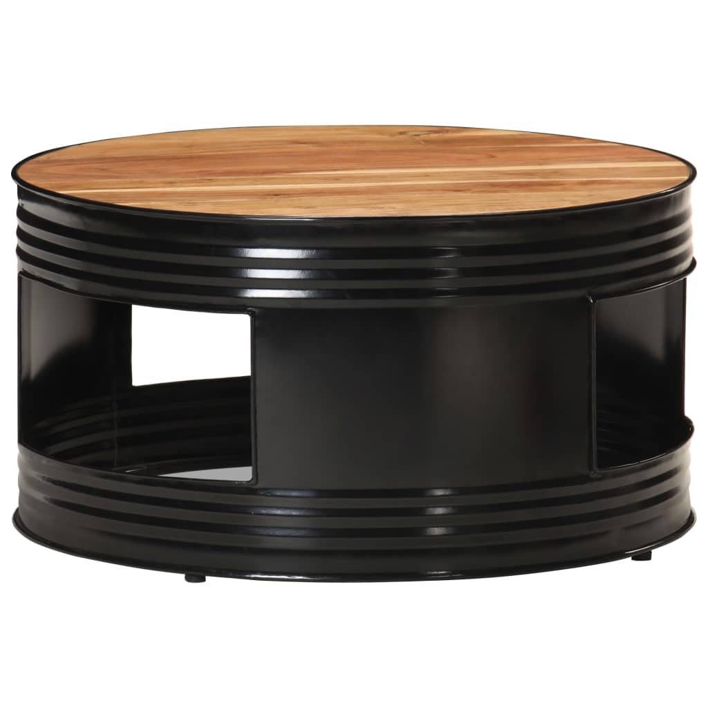 Table Basse en Forme de Bol avec Bois Recyclé-Marron-1-68 x 36 cm-La-Fabrique-Industrielle
